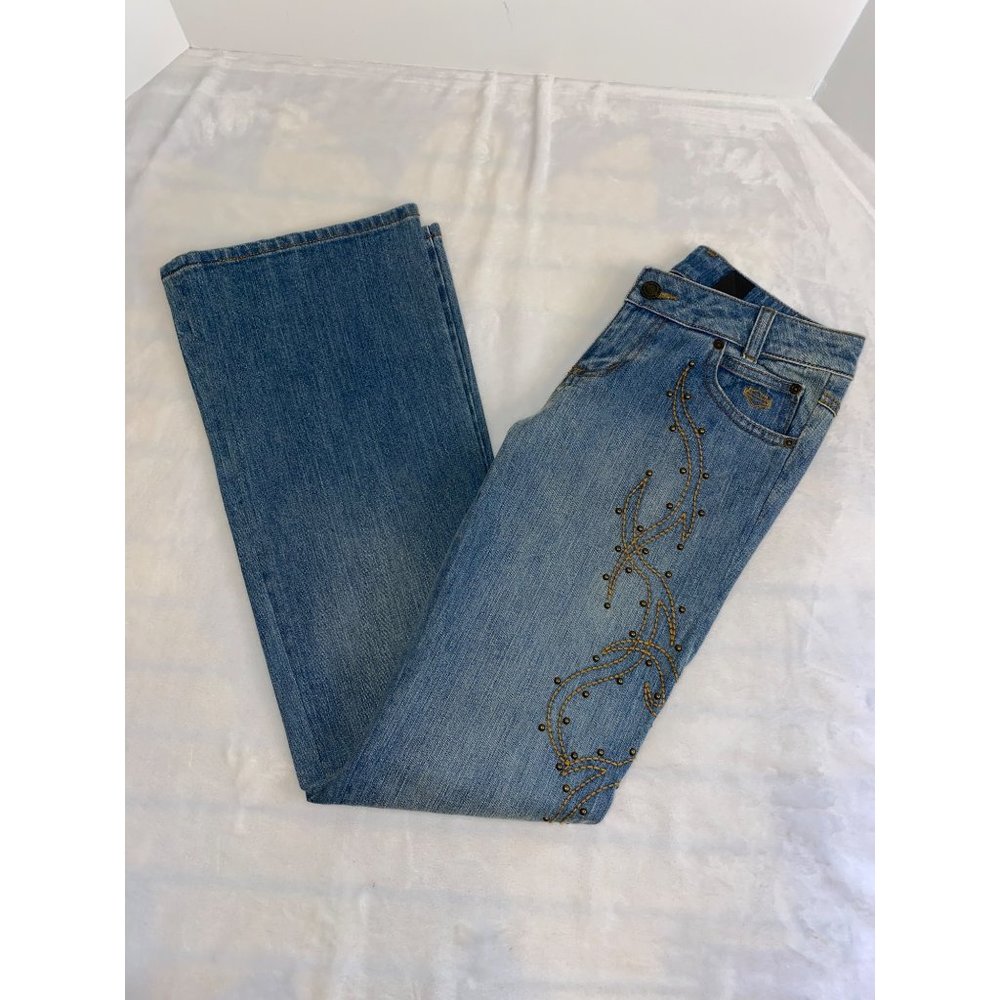 New Harley Davidson Ladies Low Rise Studded Bootcut Jeans Size 0